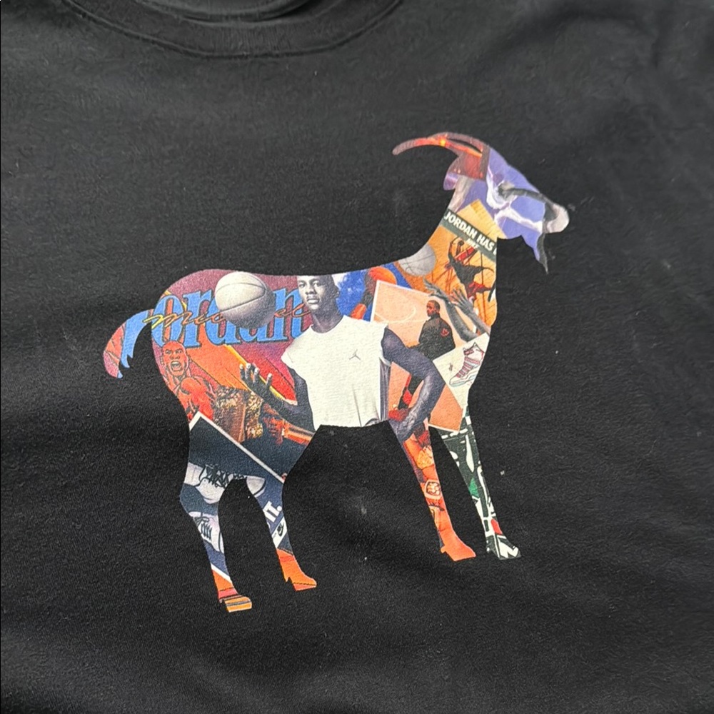 Black Graphic T-Shirt with Goat Design